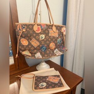 Brown and Multicolor Canvas Monogram Bag Set